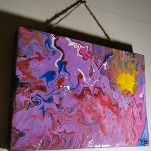 Wood Abstract Painting Blooming Sunset colors